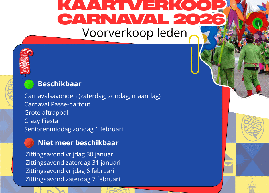 Update kaartverkoop – Ledenverkoop gestart!