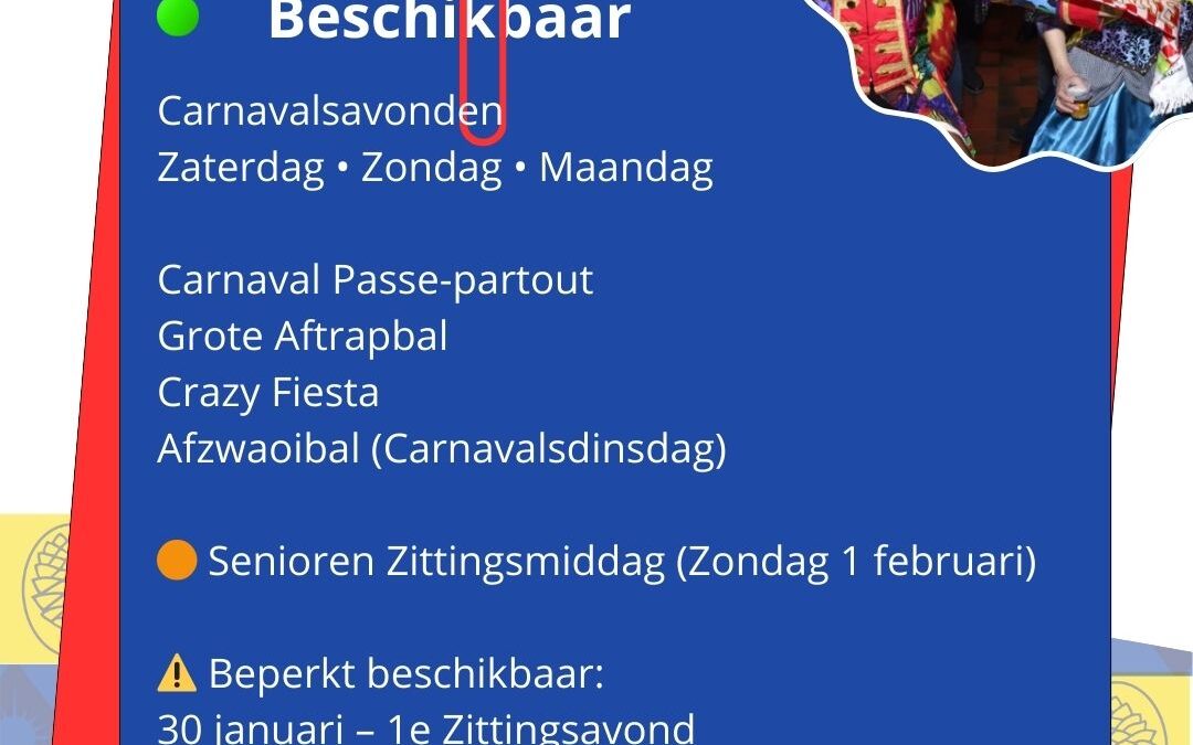 Kaartverkoop Carnaval 2026
