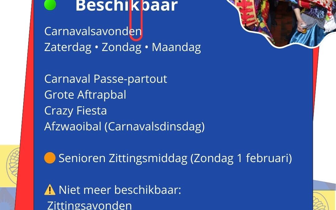 Update kaartverkoop Carnaval 2026